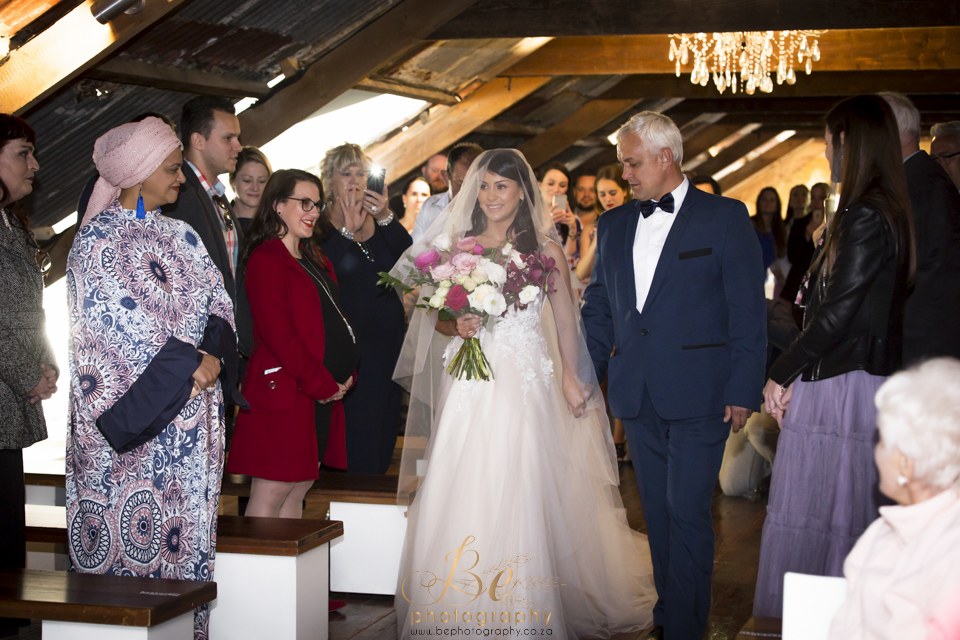 Peter and Michay said their vows in the attic chapel.